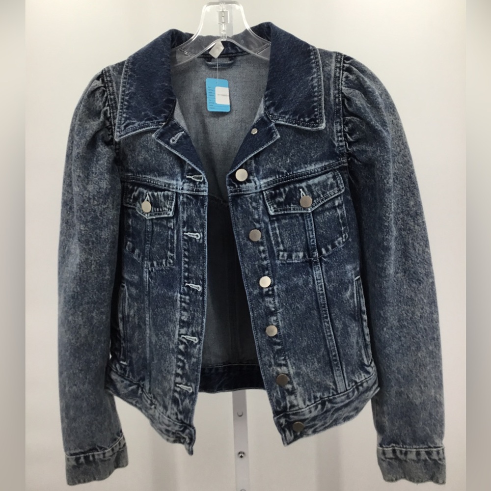 & Other Stories Puff Shoulder Denim Jacket Acid Wash Blue Size 0 Jean Jacket